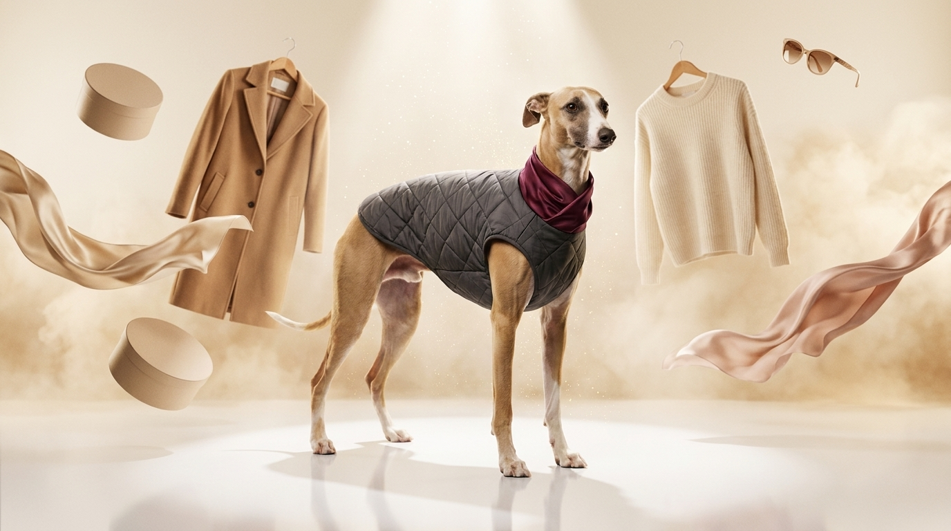 Dog Wear β whippet with floating luxury garments